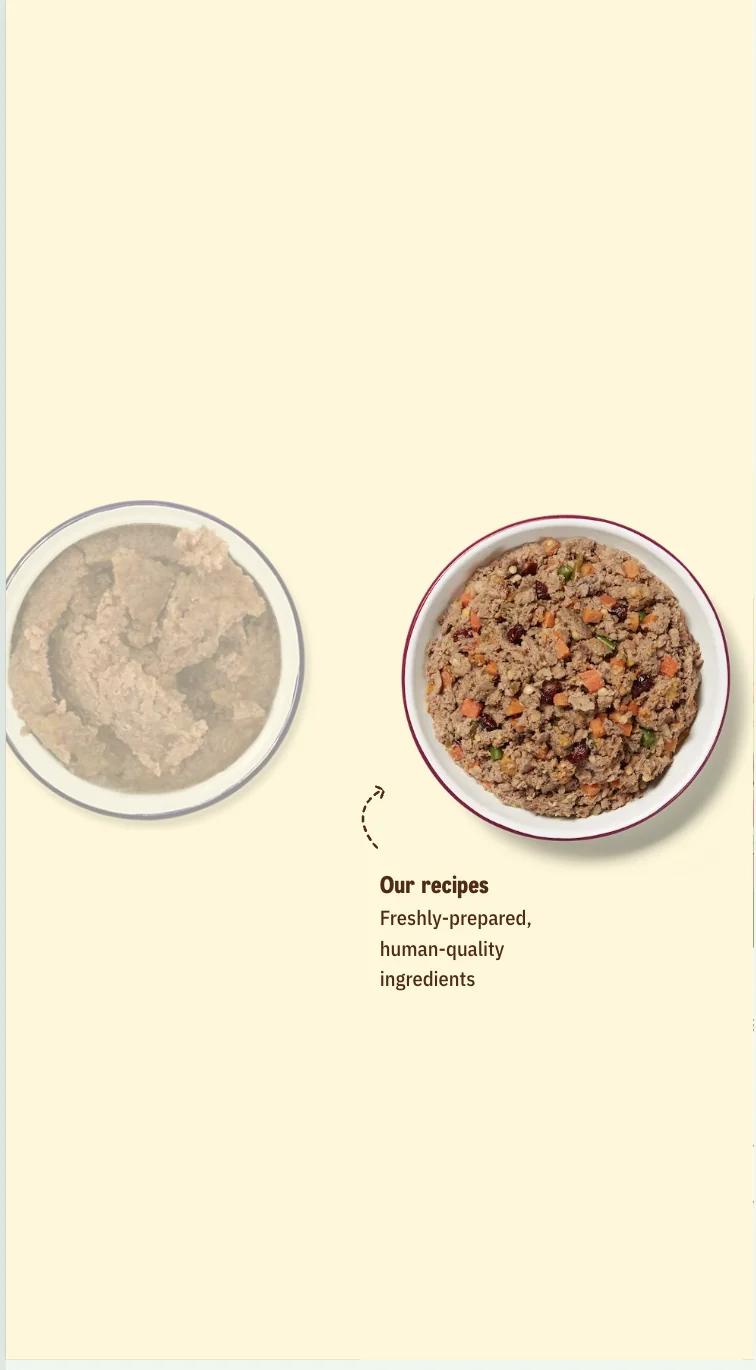 Butternut Box loading screen showing a bowl of fresh food before the personalized plan is revealed